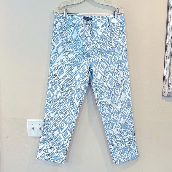 🔥Elliott Lauren Blue and White Patterned Pants🔥 - Picture 1 of 9
